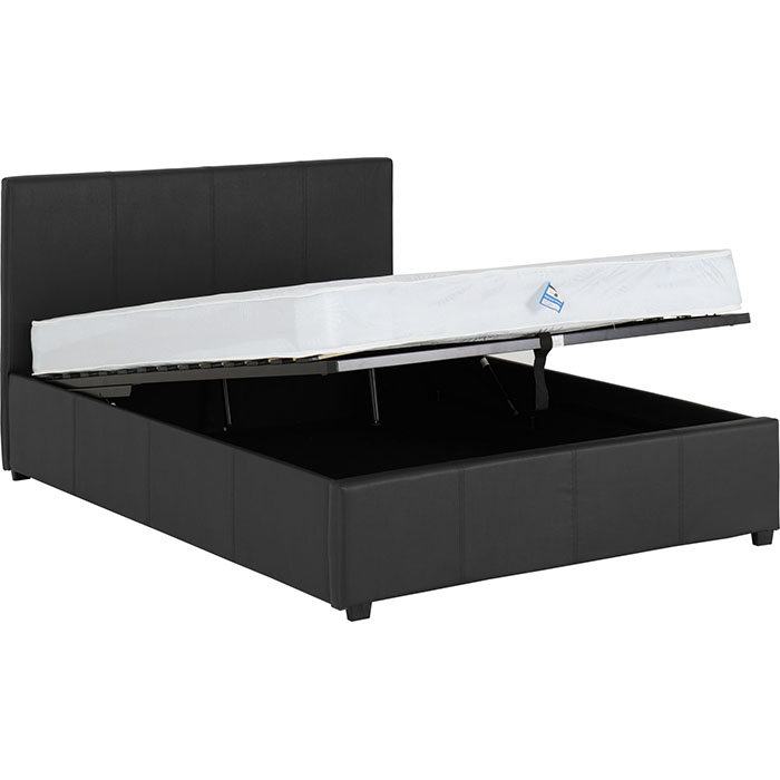 Prado Plus 5' Storage Bed In Black Or Grey Faux Leather - Click Image to Close